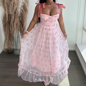 BFLYLA Tea length pink dress